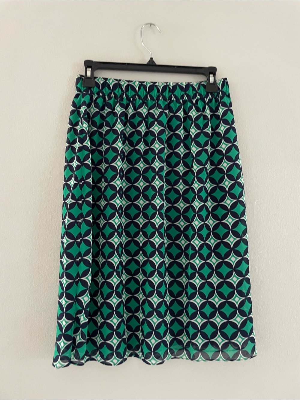 Banana Republic Factory GreenNavy & White Geometric Midi Skirt